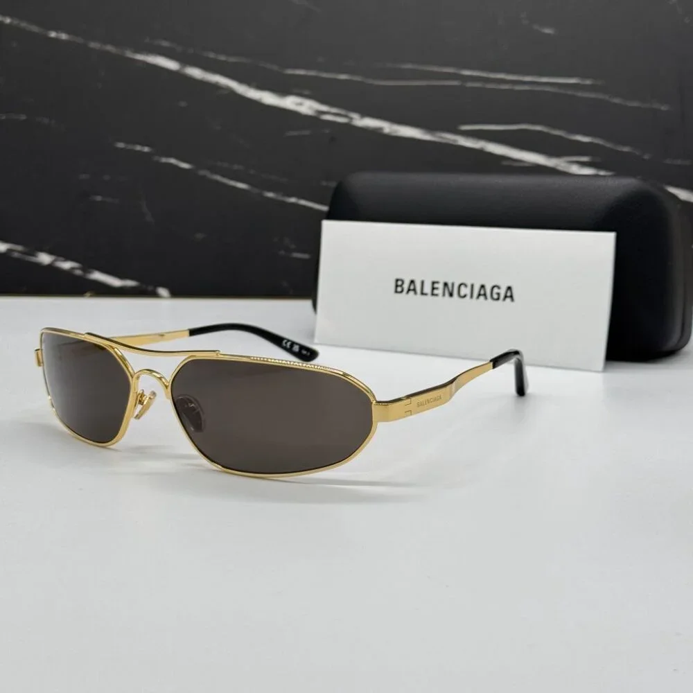 NEW BB0227S 001 BALENCIAGA DARK GOLD/GREY MEN BALENCIAGA SUNGLASSES